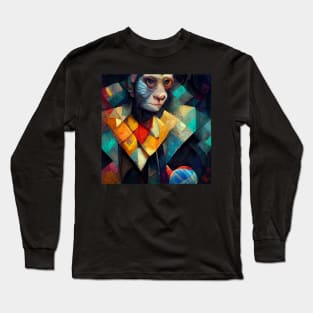 Victor - Colorful Cubic Multidimensional Monkey Long Sleeve T-Shirt